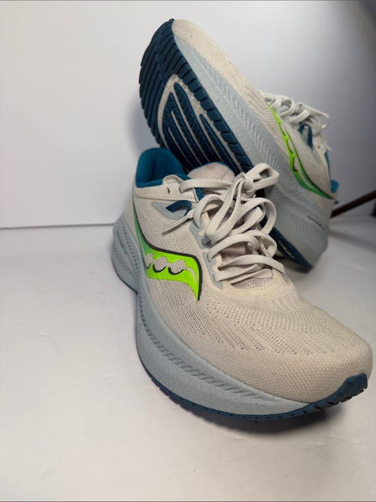 Saucony Shoes - Saucony White Running Shoes with Neon Green and Teal Accents